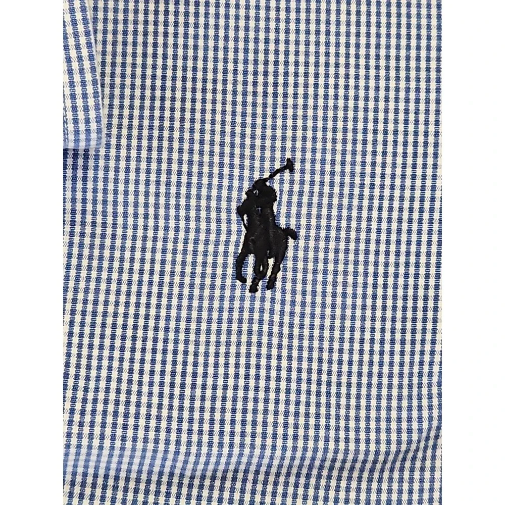 Ralph Lauren Mens Shirt XL Custom Fit Gingham CHECKED Button Down Black Pony